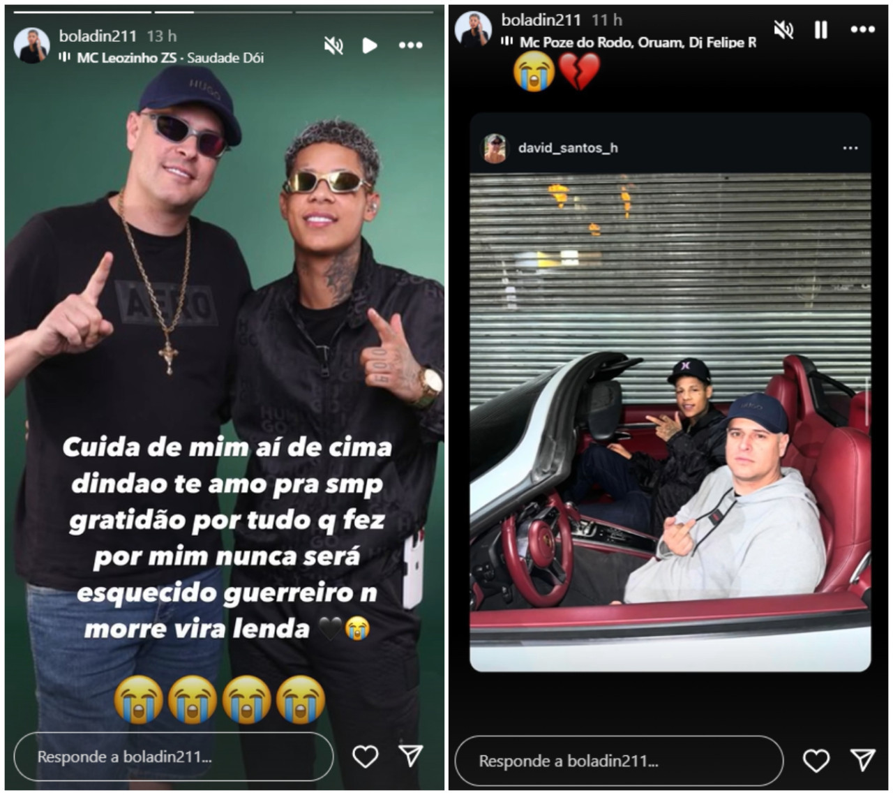 Las historias del rapero despidiendo al productor musical. Fotos: Instagram.