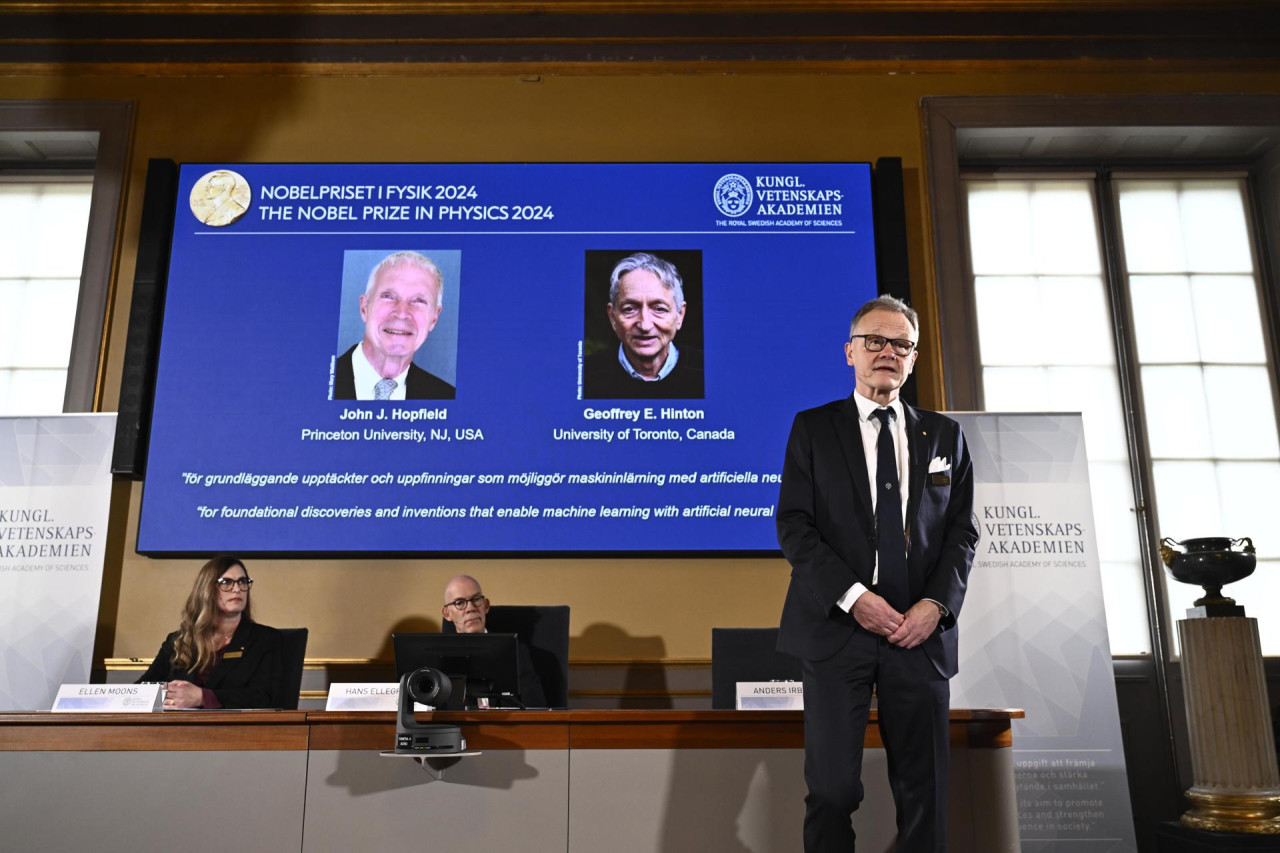 Los ganadores del Premio Nobel de Física 2024. Foto: EFE.