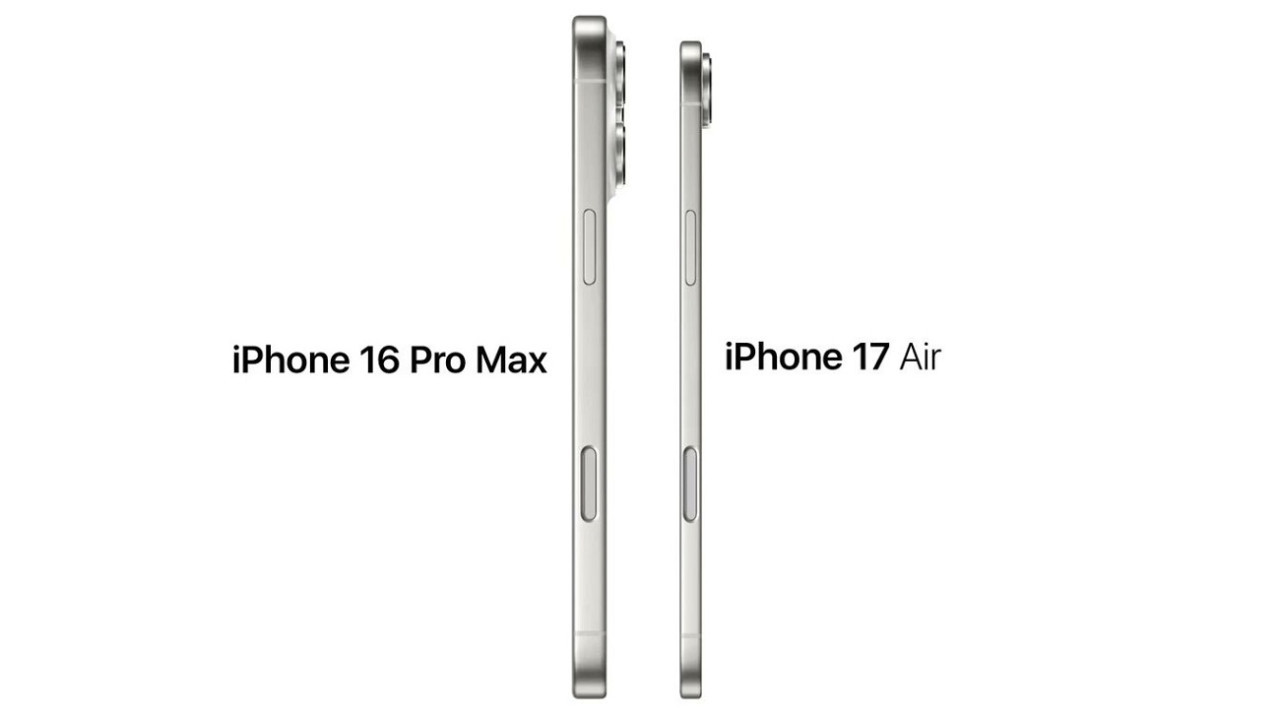 La diferencia de diseño entre el iPhone 16 Pro Max y el 17 Air. Foto: X @techlasso_.