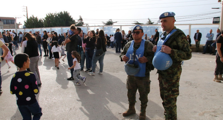 Cascos azules de la misión de la ONU en el sur de El Líbano. Foto: REUTERS.