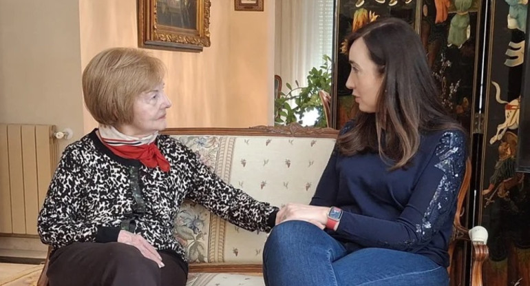 Victoria Villarruel junto a Isabel Perón en Madrid. Foto: NA