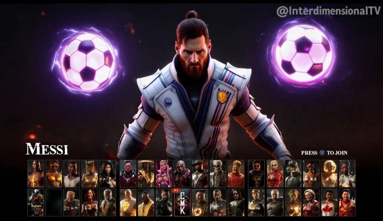 Lionel Messi si fuera una figura del Mortal Kombat. Foto: X @n_reruns