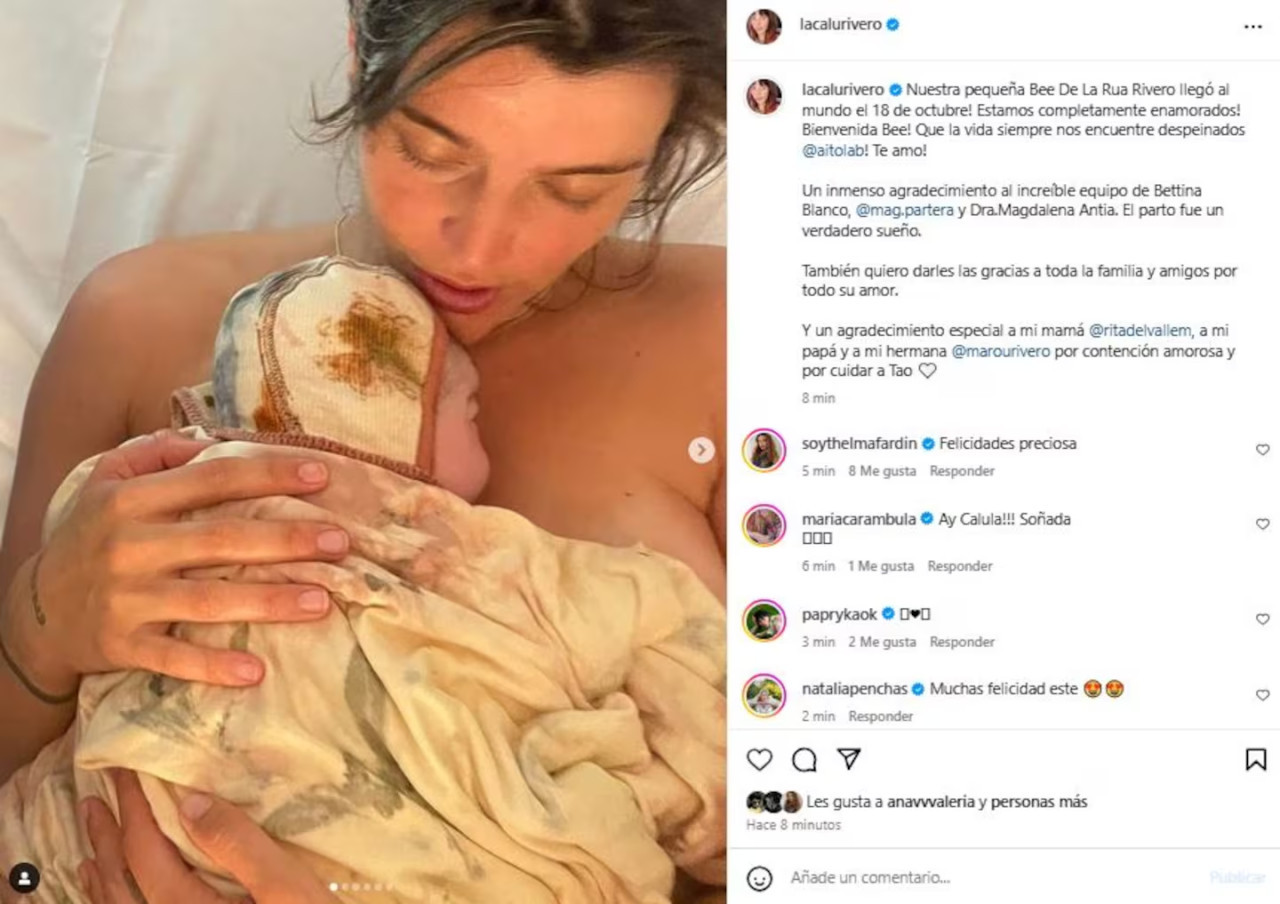 Calu Rivero y Aito de la Rúa  fueron padres por segunda vez. Foto: Captura Instagram /lacalurivero