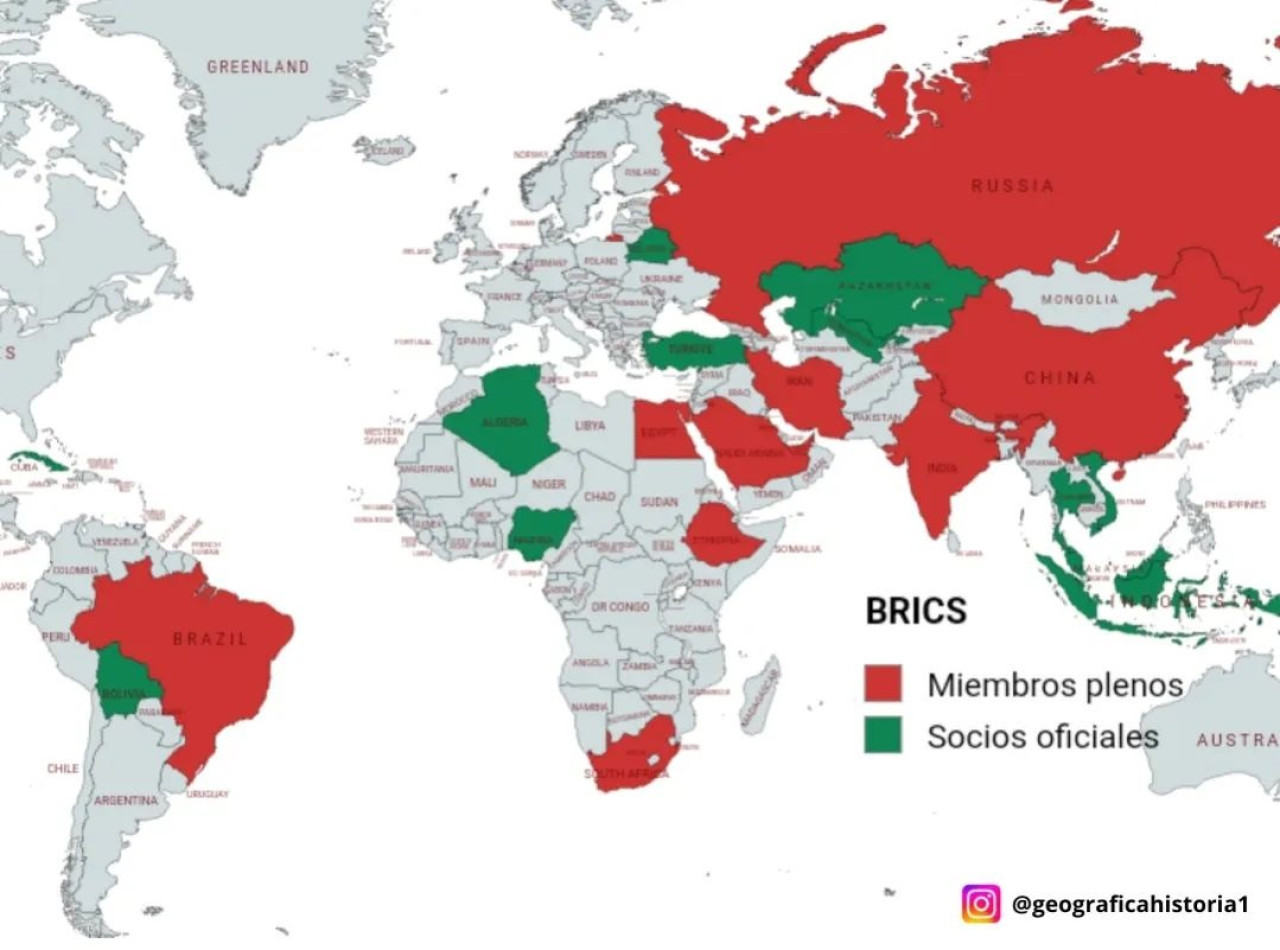 Mapa de los BRICS. Foto: Instagram @geograficahistoria1