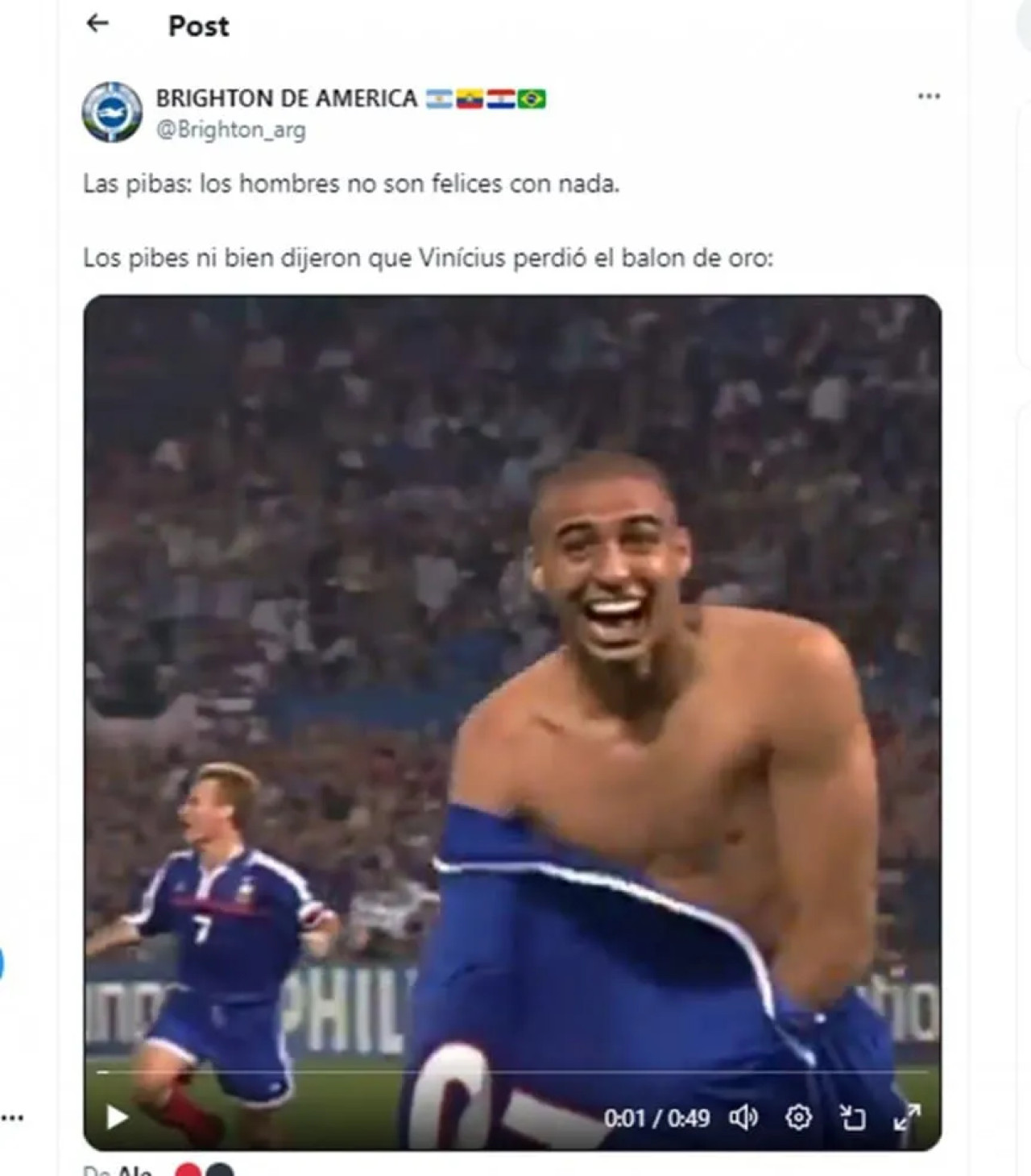 Memes del Balón de Oro. Foto: X @Brighton_arg