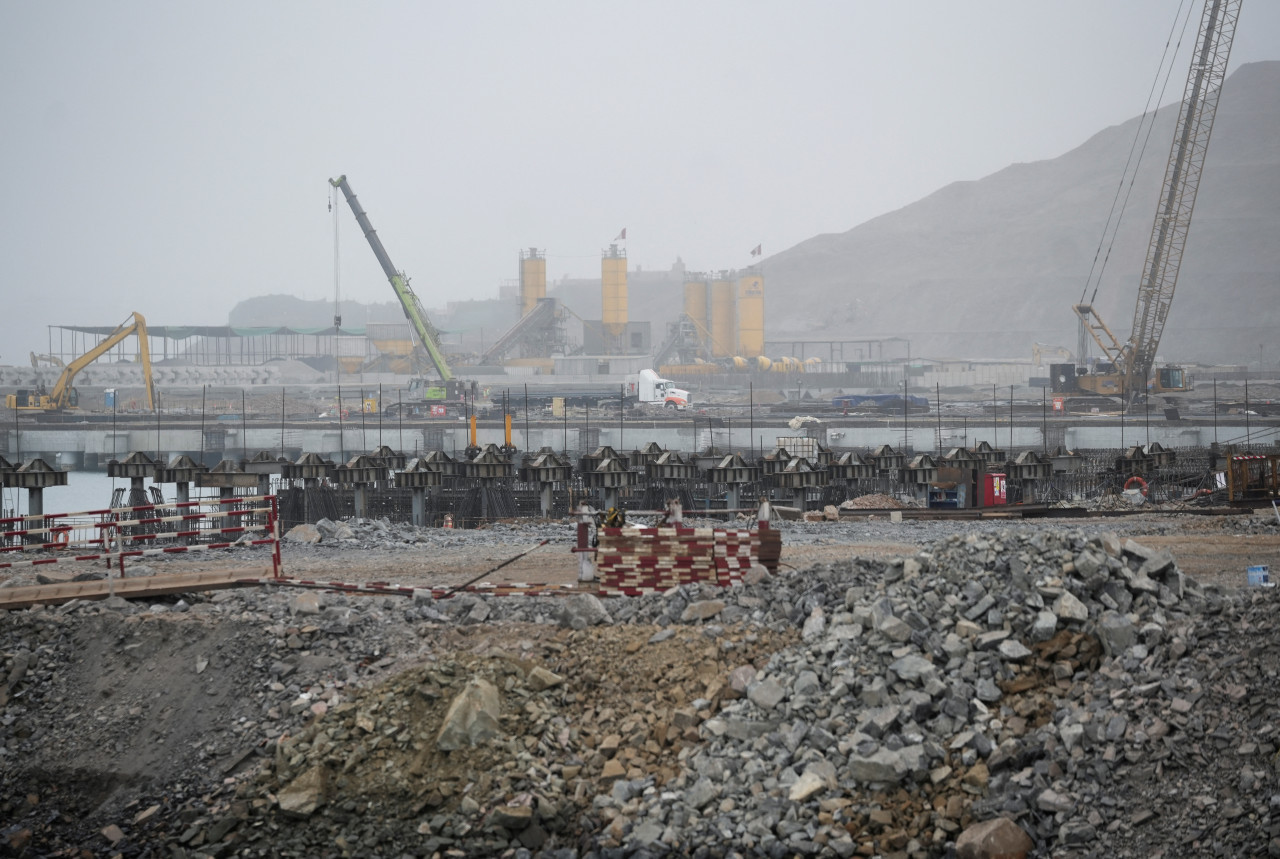 Construcción del megapuerto de Chancay, en Perú. Foto: Reuters.