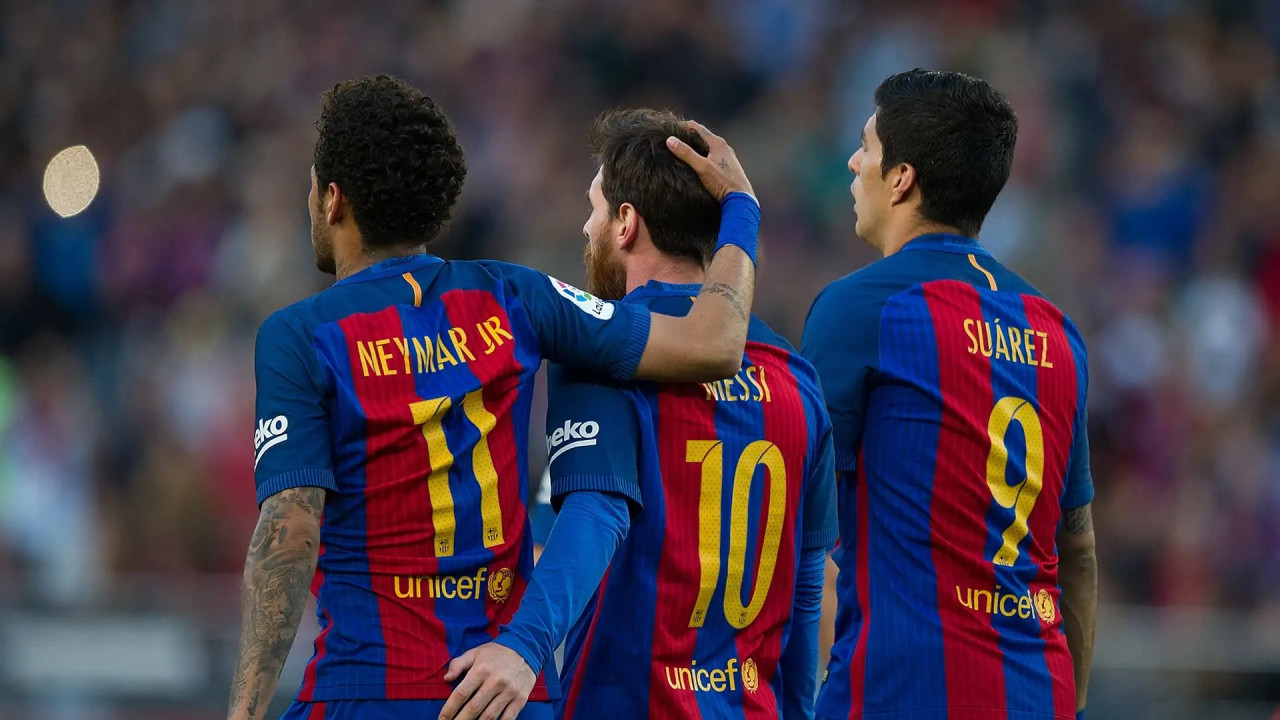 Luis Suárez, Neymar y Lionel Messi en el Barcelona.