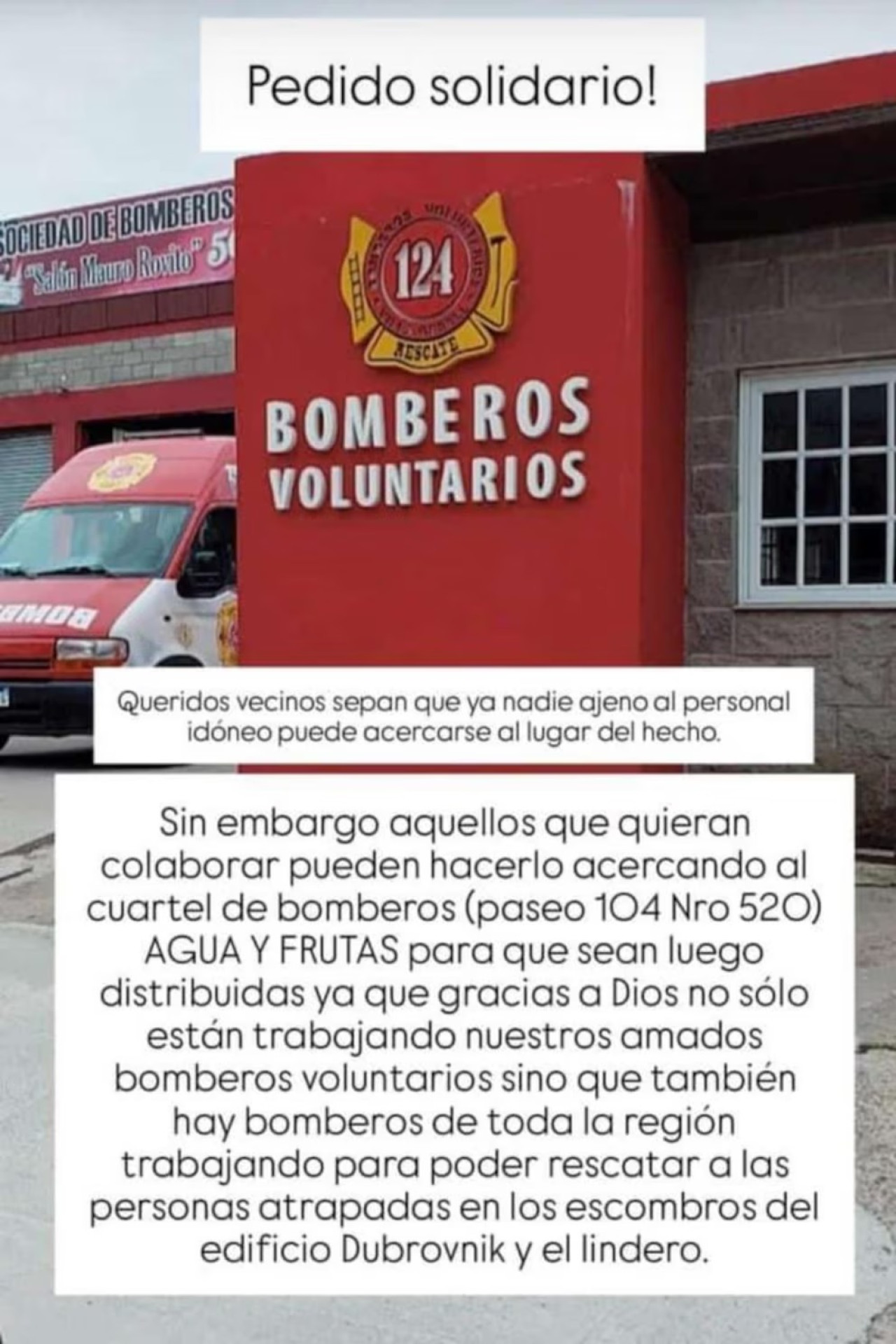 Comunicado de los Bomberos de Villa Gesell