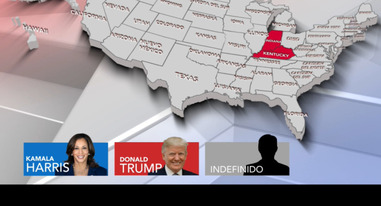 Resultados elecciones en Estados Unidos - Kentucky, Indiana. Foto: Canal 26.