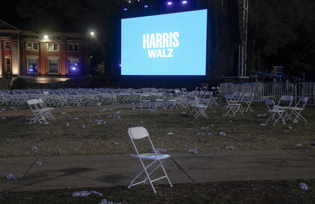 Desolación en el búnker de Harris y Walz, elecciones en Estados Unidos. Foto: Reuters