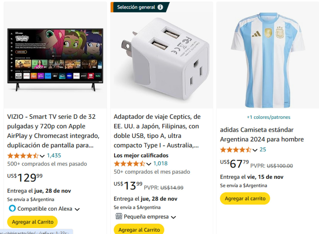 Compras por Amazon. Fuente: Captura