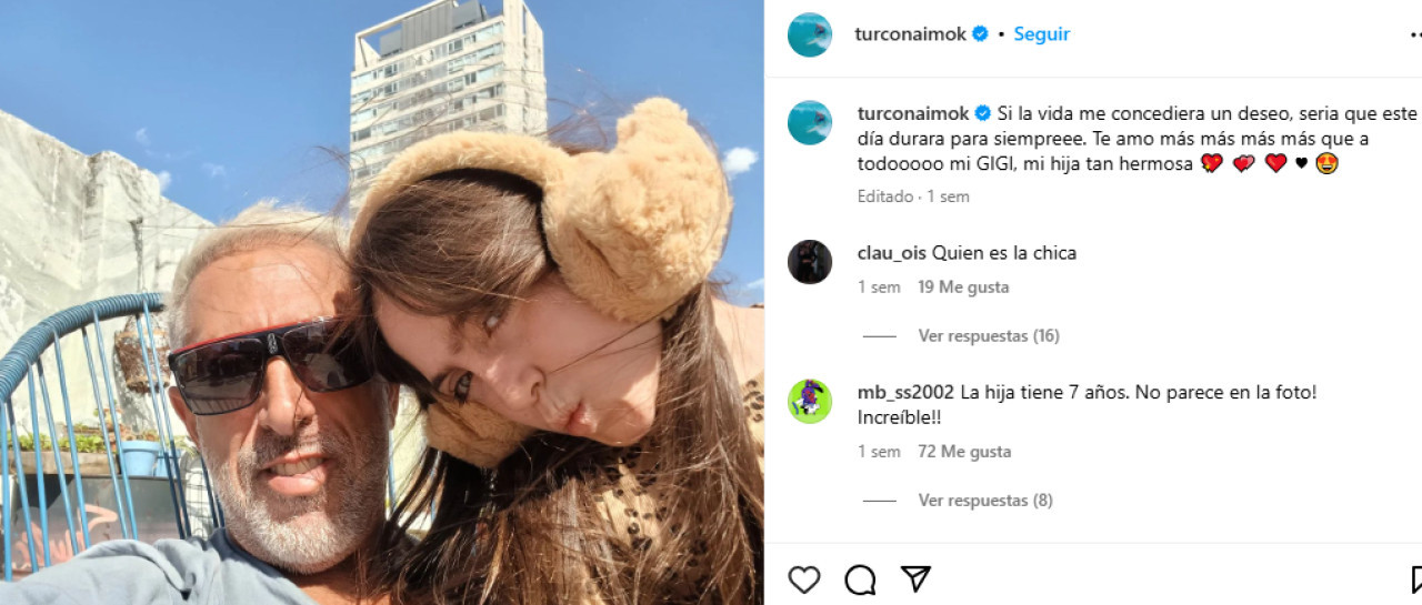 El Turco Naim con su hija Gina. Foto Instagram @turconaimok