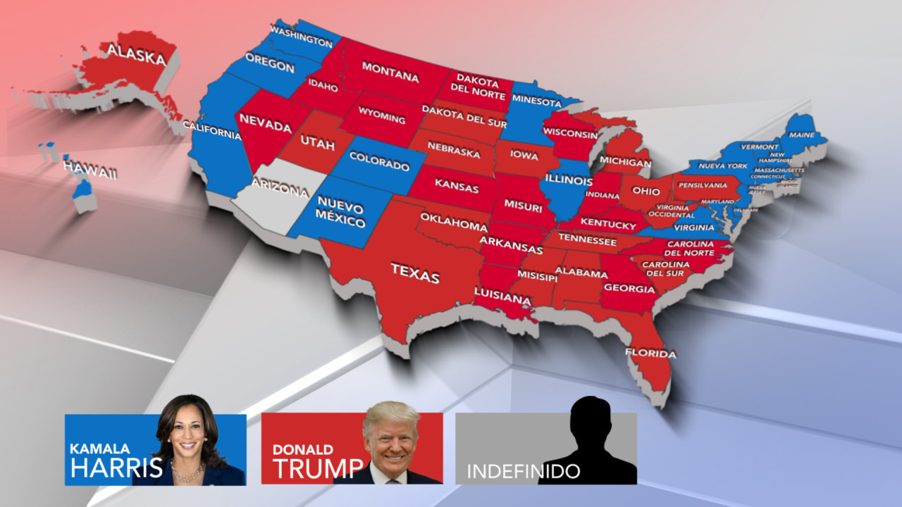 Mapa de las elecciones de Estados Unidos. Foto: Canal 26.