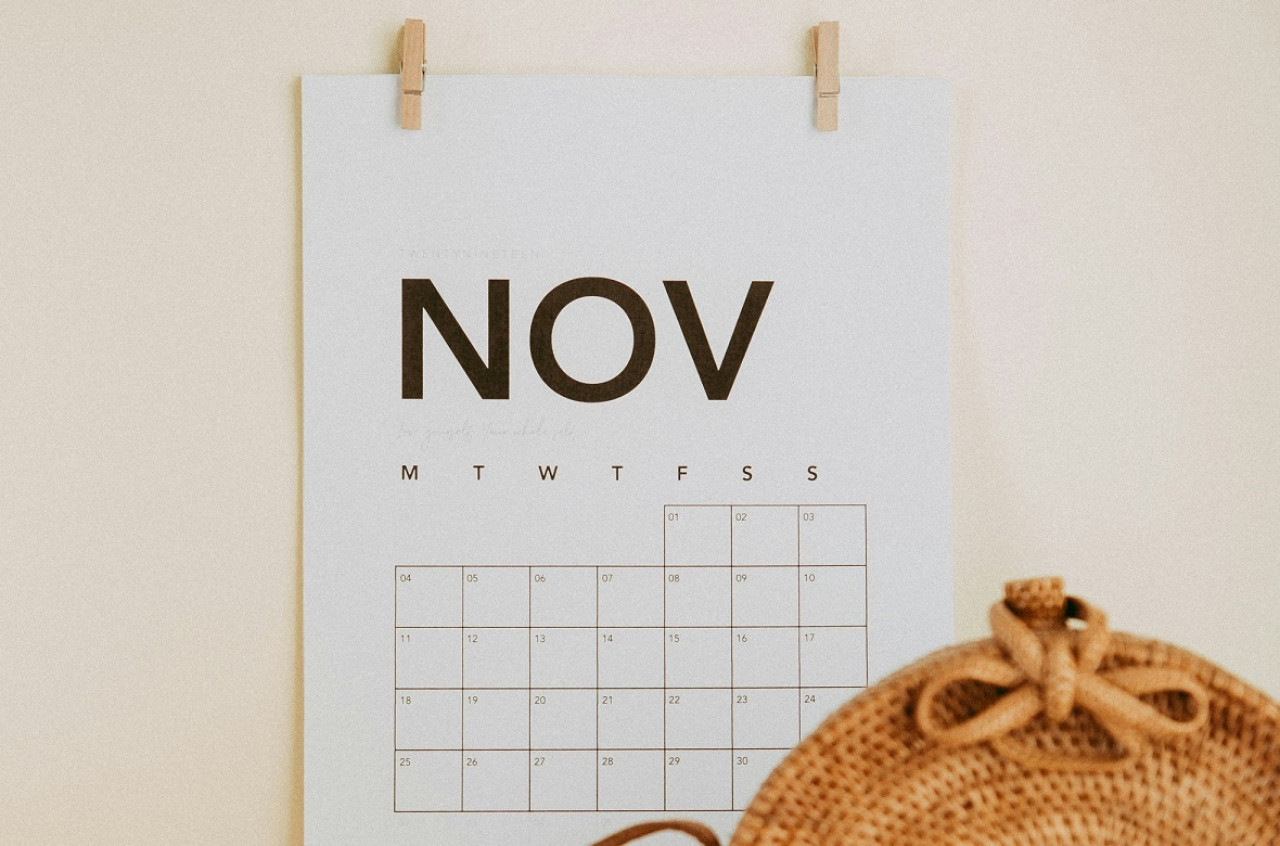 Calendario de noviembre. Foto: Unsplash.