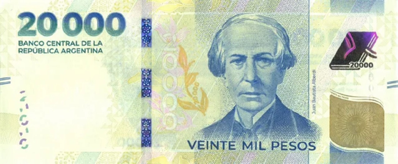 Nuevo billete de $20.000. Foto: NA.