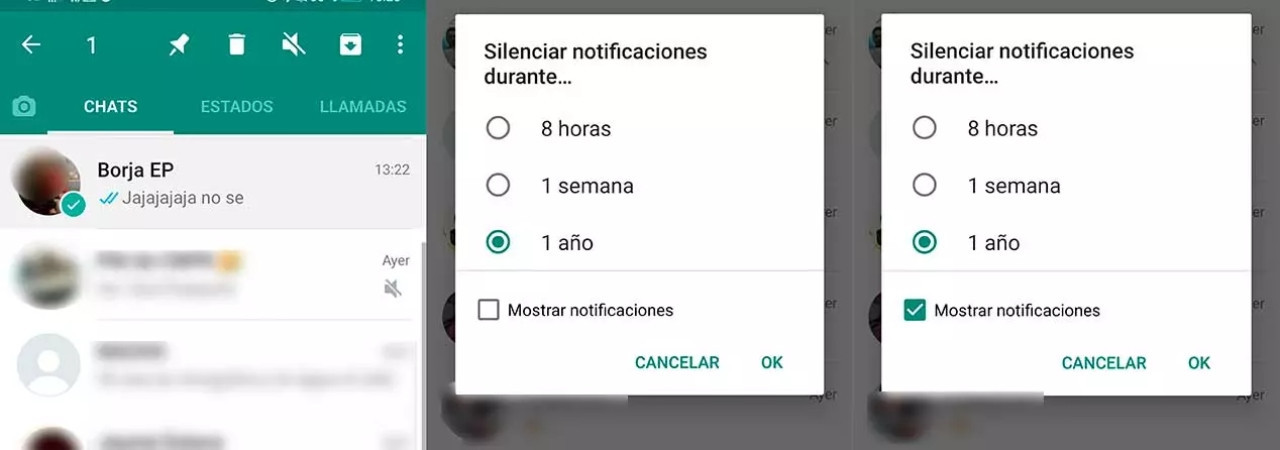 Cómo silenciar los grupos de WhatsApp. Fuente: Captura