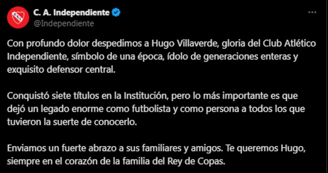 El comunicado de Independiente.