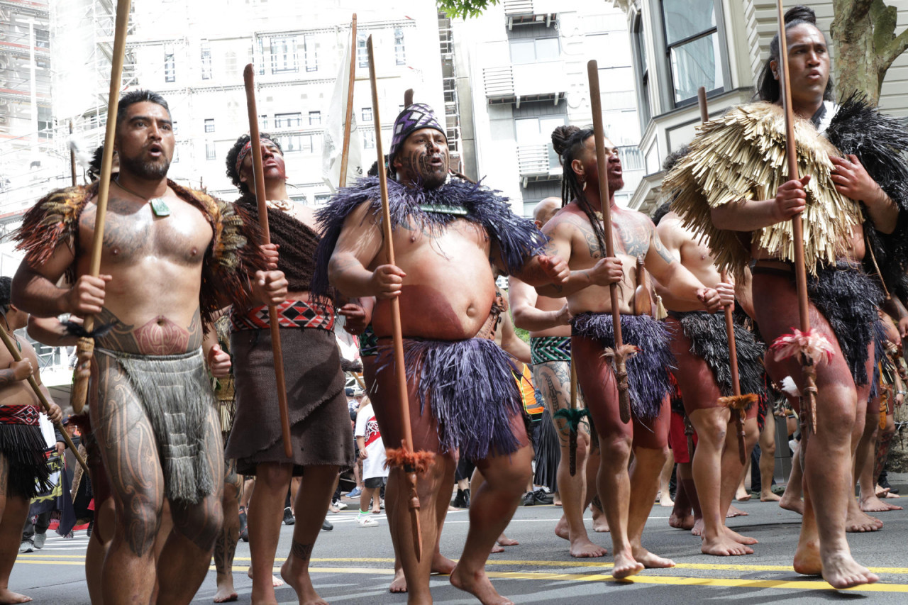 Marcha histórica por los maoríes en Nueva Zelanda. Fuente: EFE