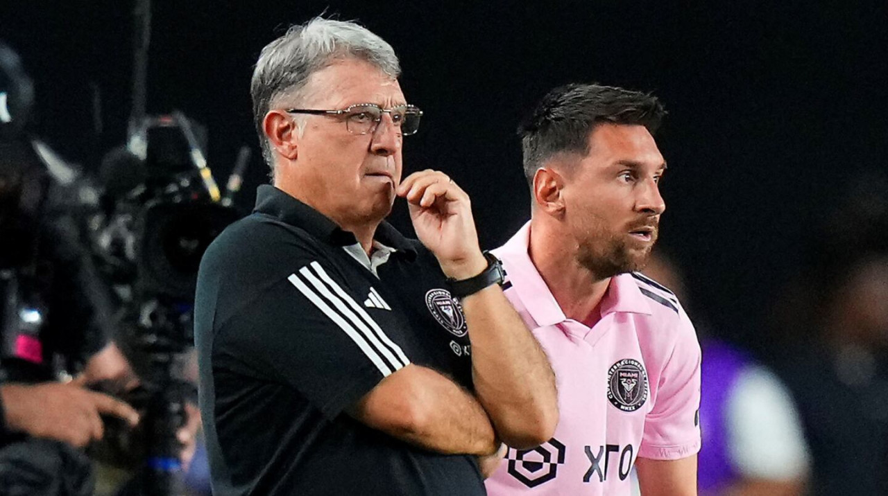 Lionel Messi y Gerardo Martino en el Inter Miami. Foto: REUTERS.