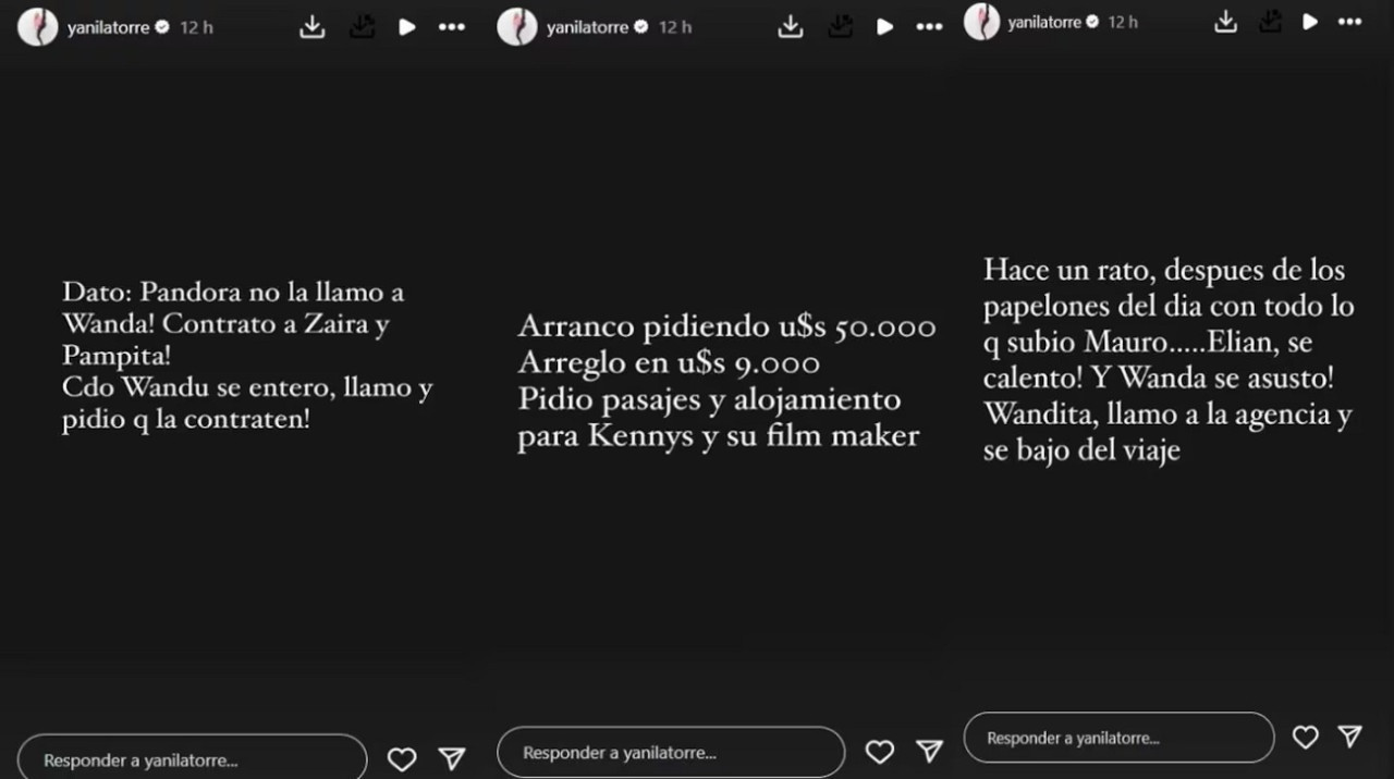 Las publicaciones de Yanina Latorre para desmentir a Wanda Nara. Foto: Instagram @yanilatorre.