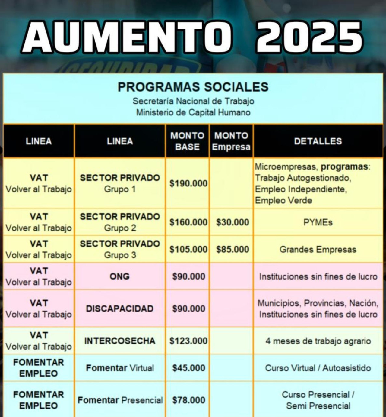 Montos de aumentos de enero 2025 de Anses.