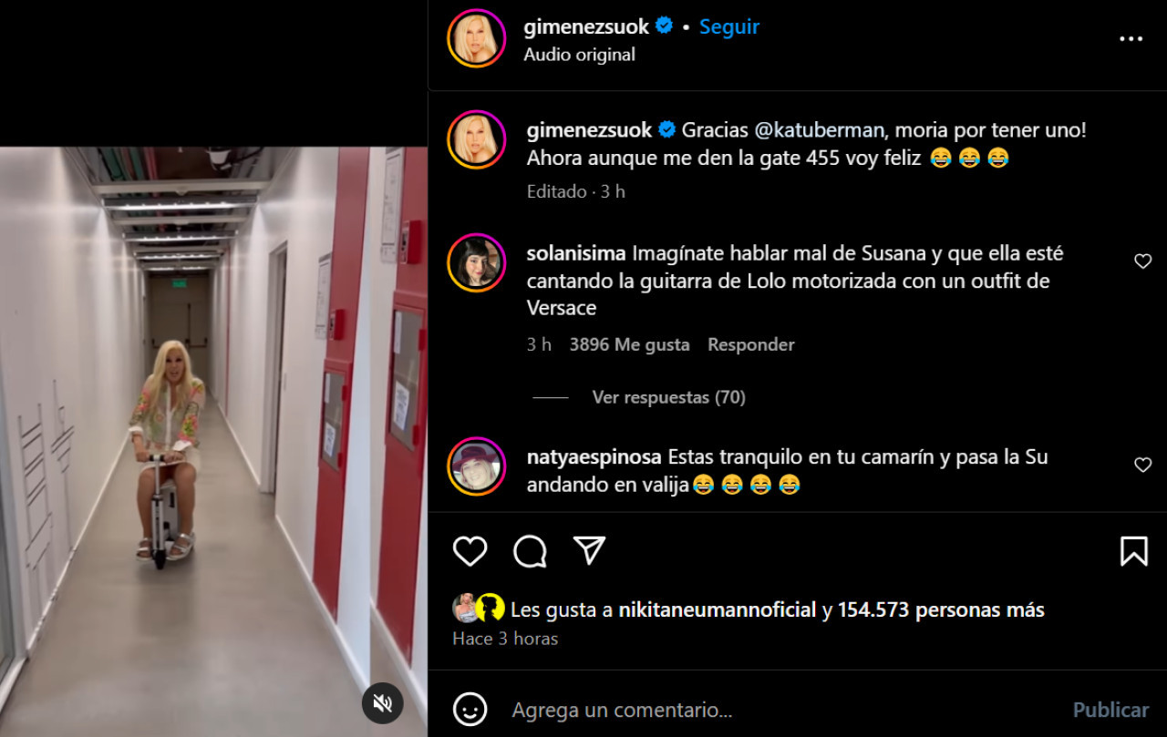 El posteo de Susana Giménez. Foto: Instagram.