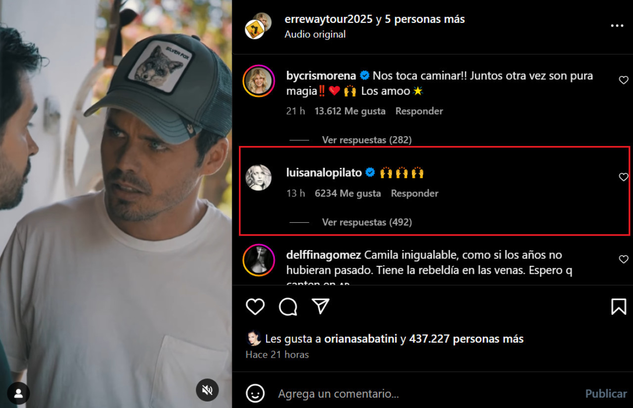 La reacción de Luisana Lopilato. Foto: Instagram.