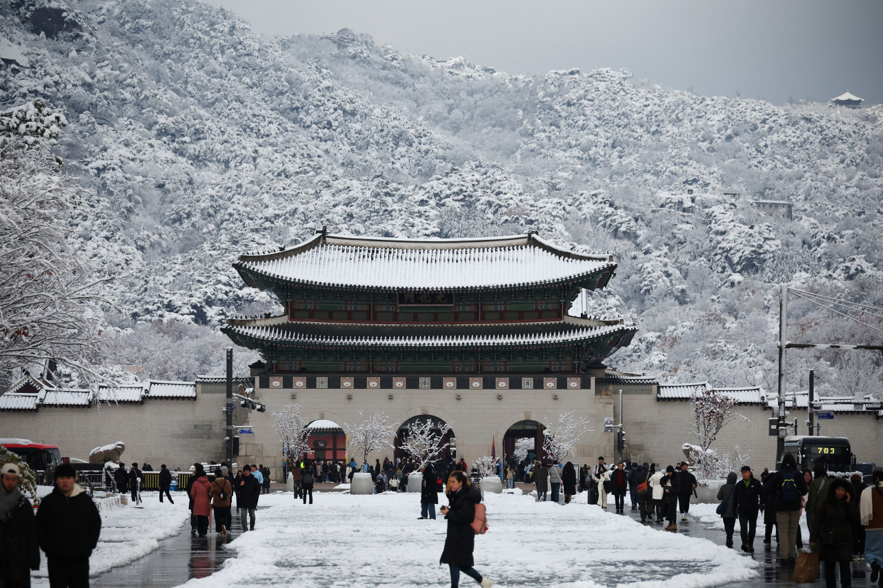 Nieve en Seúl. Fuente: Reuters