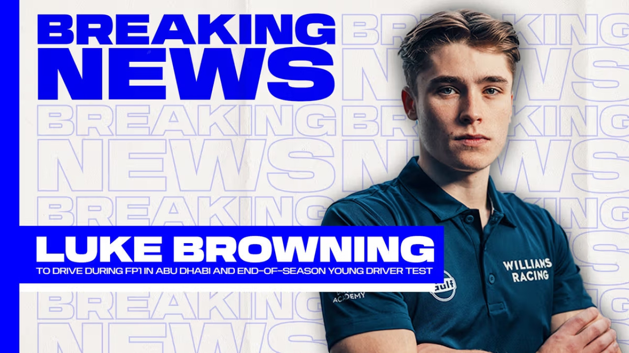 El anuncio de Williams sobre Luke Browning. Foto: X WilliamsRacing.