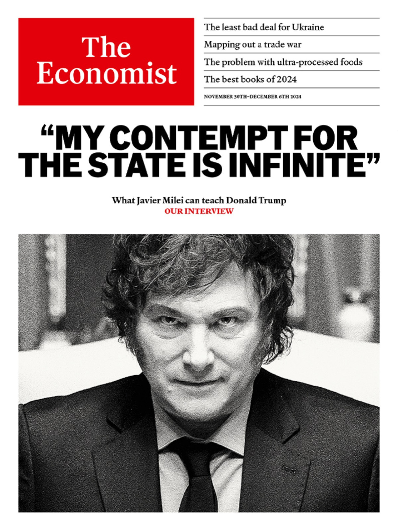 Javier Milei en la tapa de The Economist. Foto: The Economist / Anita Pouchard Serra