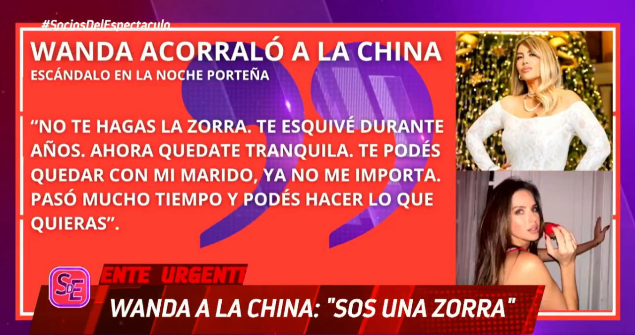 Las tremendas frases que le dijo Wanda Nara a la China Suárez. Foto: Captura ElTrece.