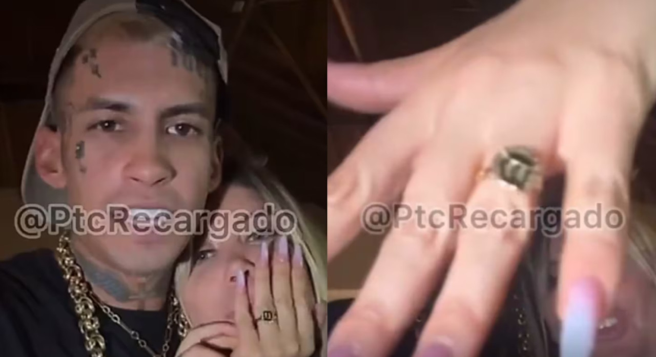 Wanda Nara mostró el anillo que le regaló L-Gante por su aniversario. Foto X @ptcrecargado