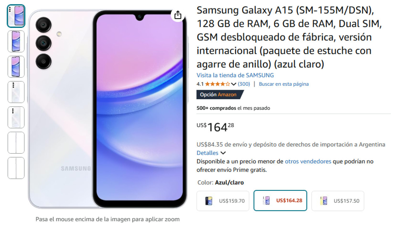 Productos tecnológicos por menos de $300.000 en Amazon. Foto: captura de pantalla.