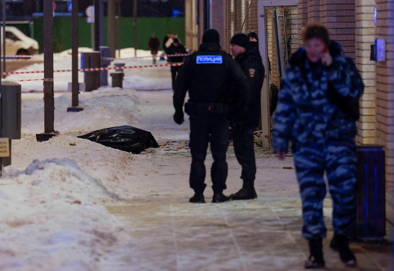 Escena del crimen de Igor Kirílov, general de Rusia. Foto: Reuters.