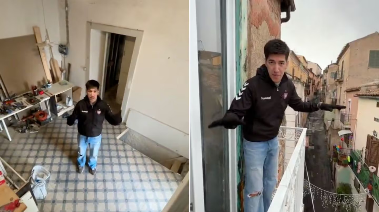 El influencer que se compró una casa en Italia por 10 euros. Foto: captura video X/EsTendenciaEnX.