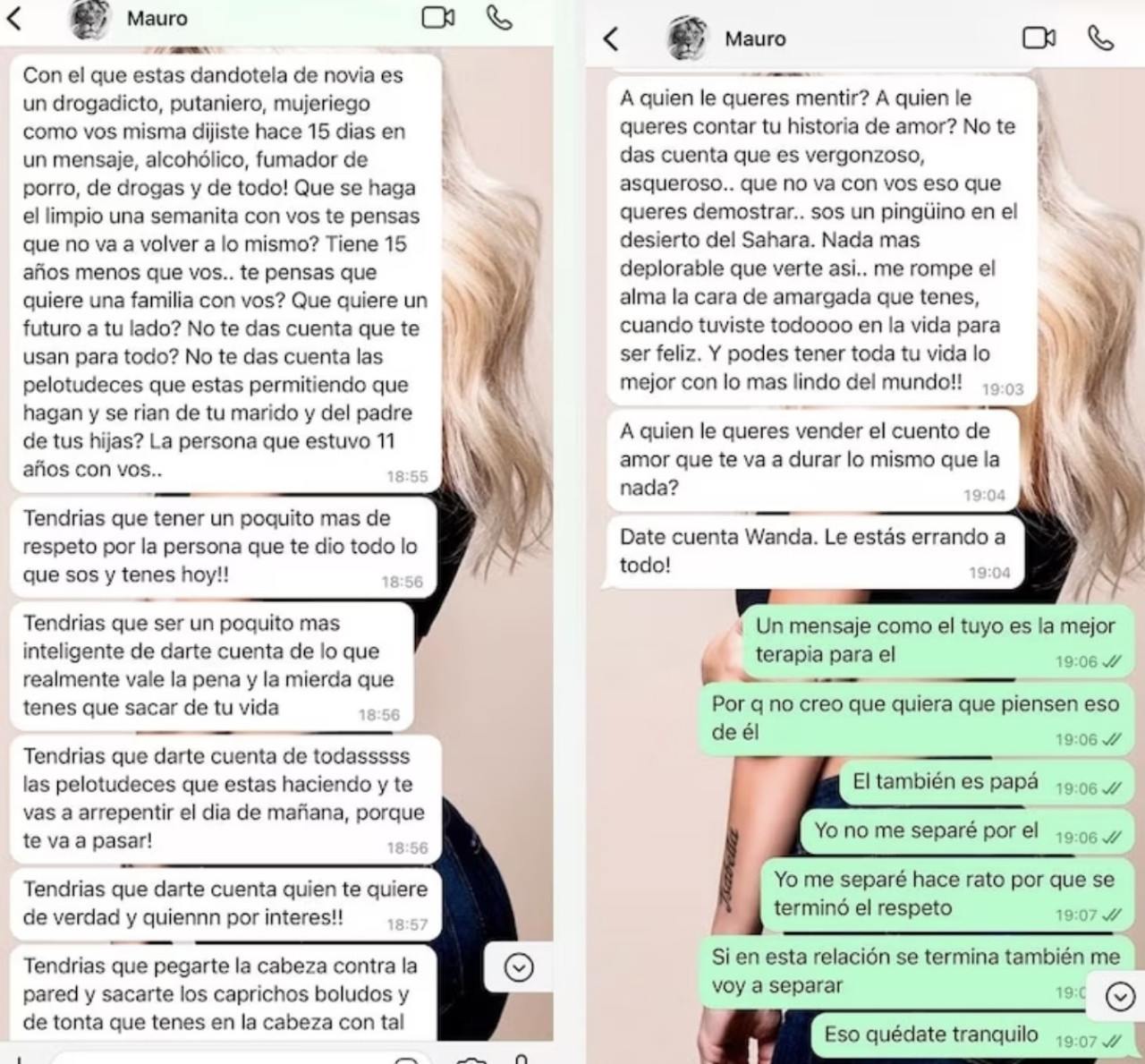 Los chats entre Wanda Nara y Mauro Icardi. Foto captura Instagram