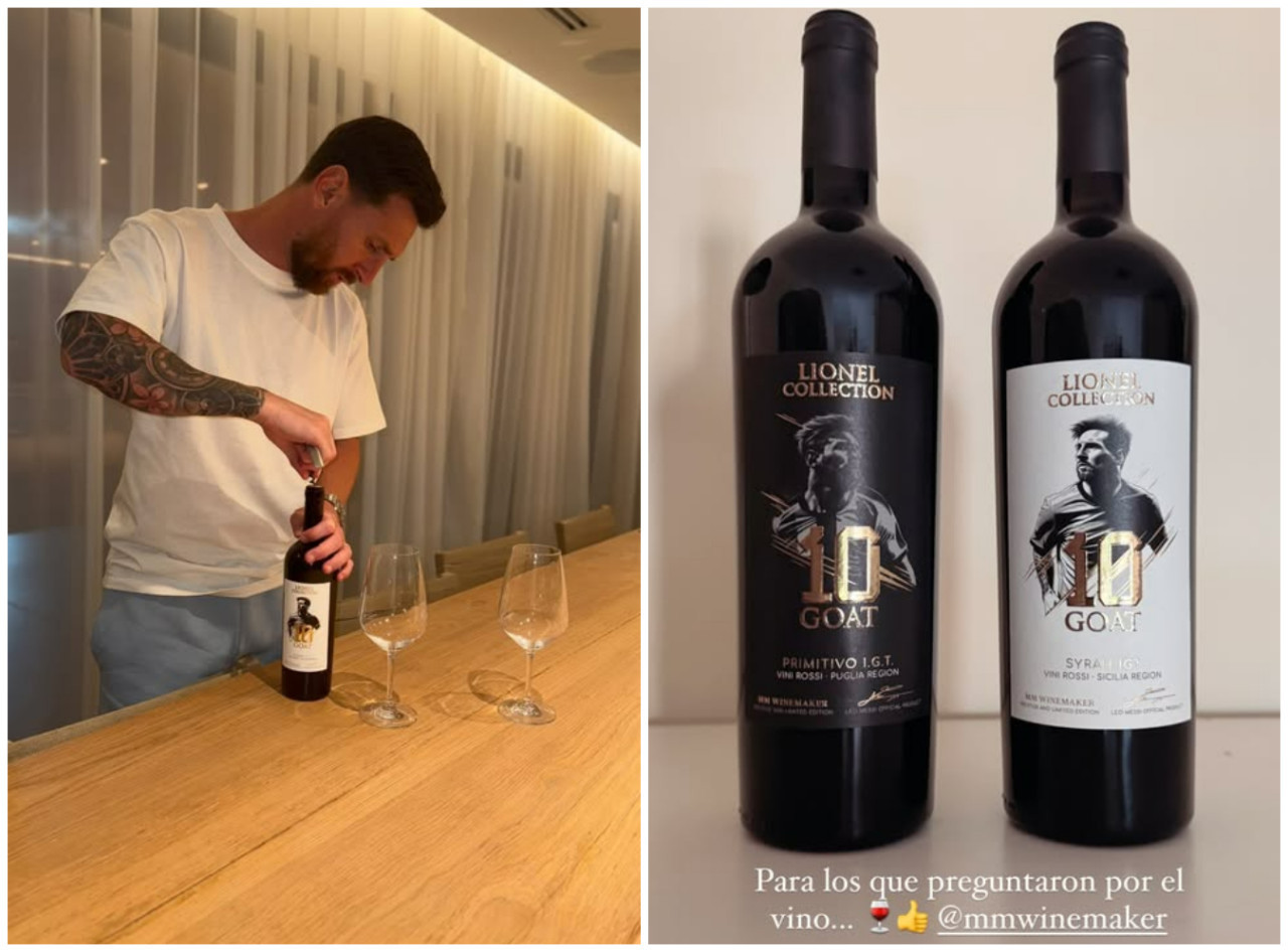 Las historias que publicó Messi sobre su nuevo vino. Foto: Instagram @leomessi.