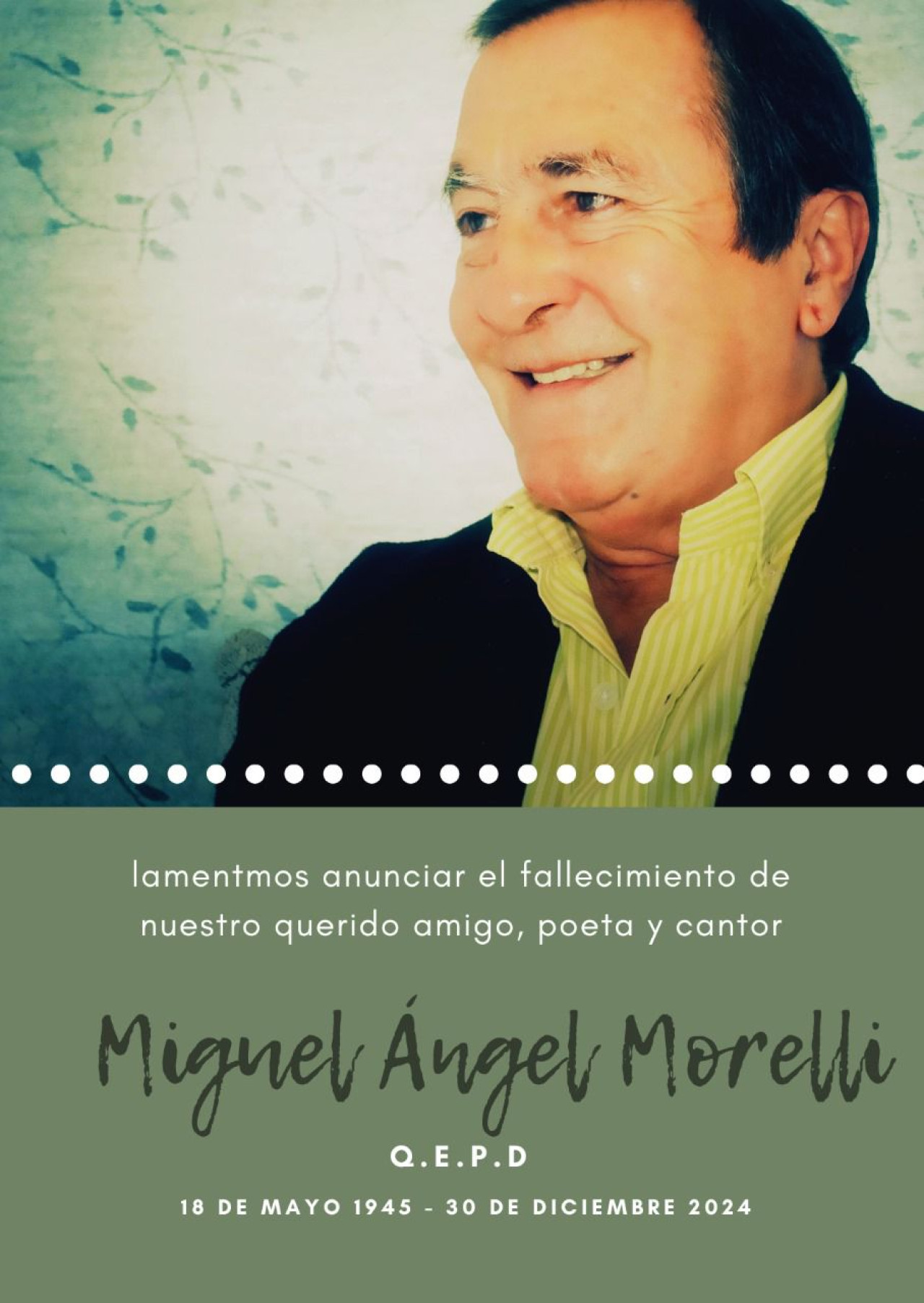 Miguel Ángel Morelli. Foto: Facebook / Mónica Perri.