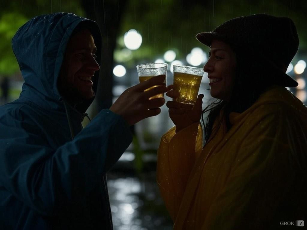 El brindis con lluvia. Foto: Grok.