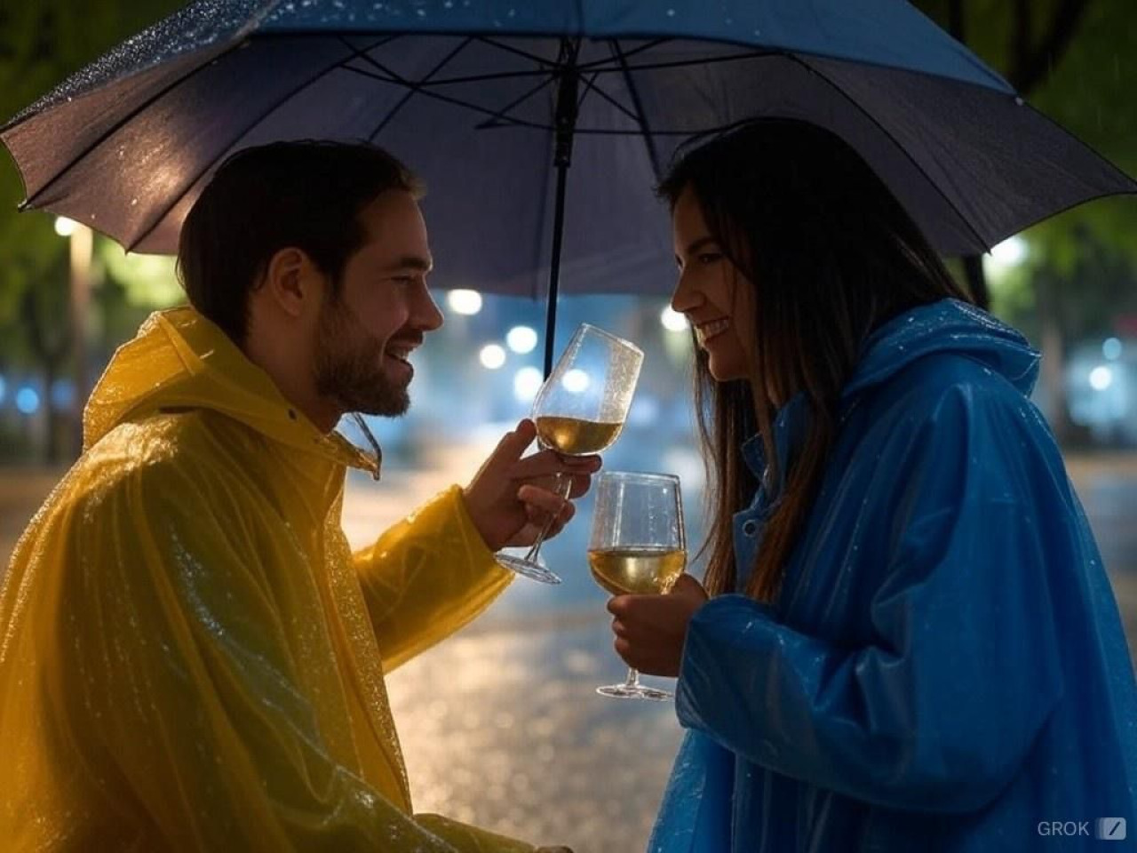 El brindis con lluvia. Foto: Grok.