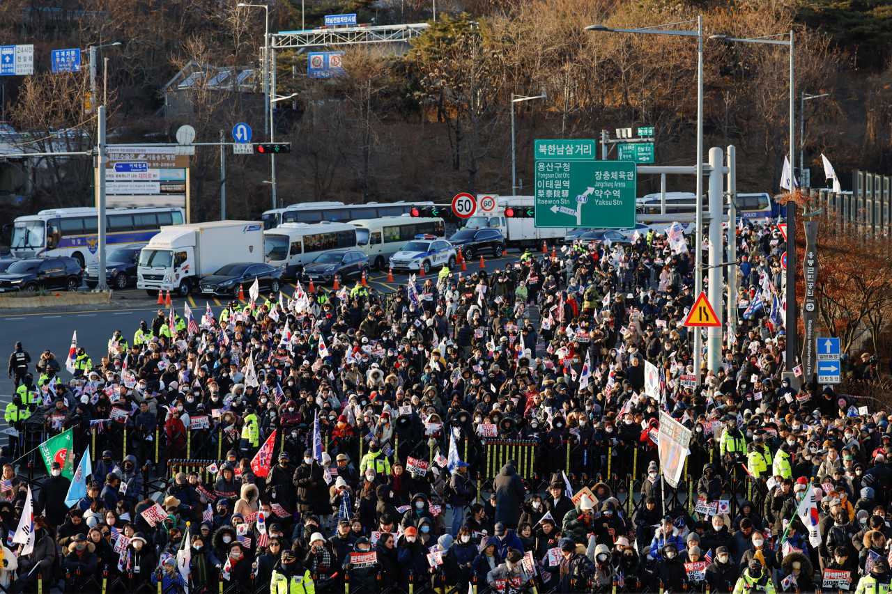 Protesta a favor de  Yoon Suk-yeol en Corea del Sur. Foto: Reuters.