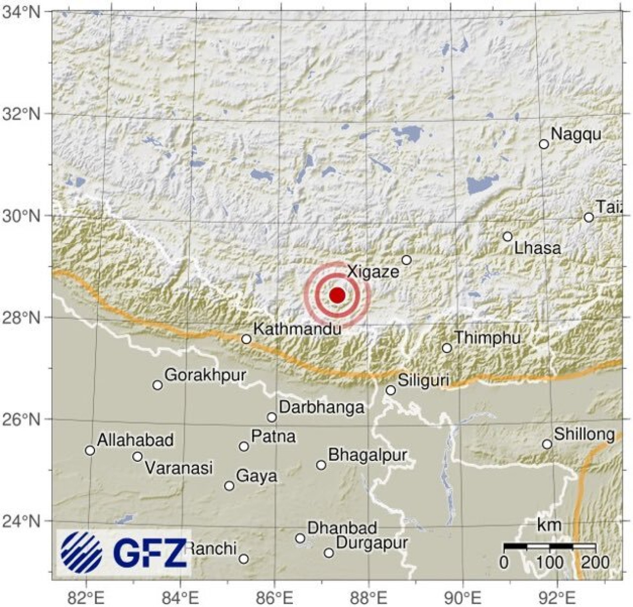 El lugar del terremoto en China. Foto: x AlertaNews24.