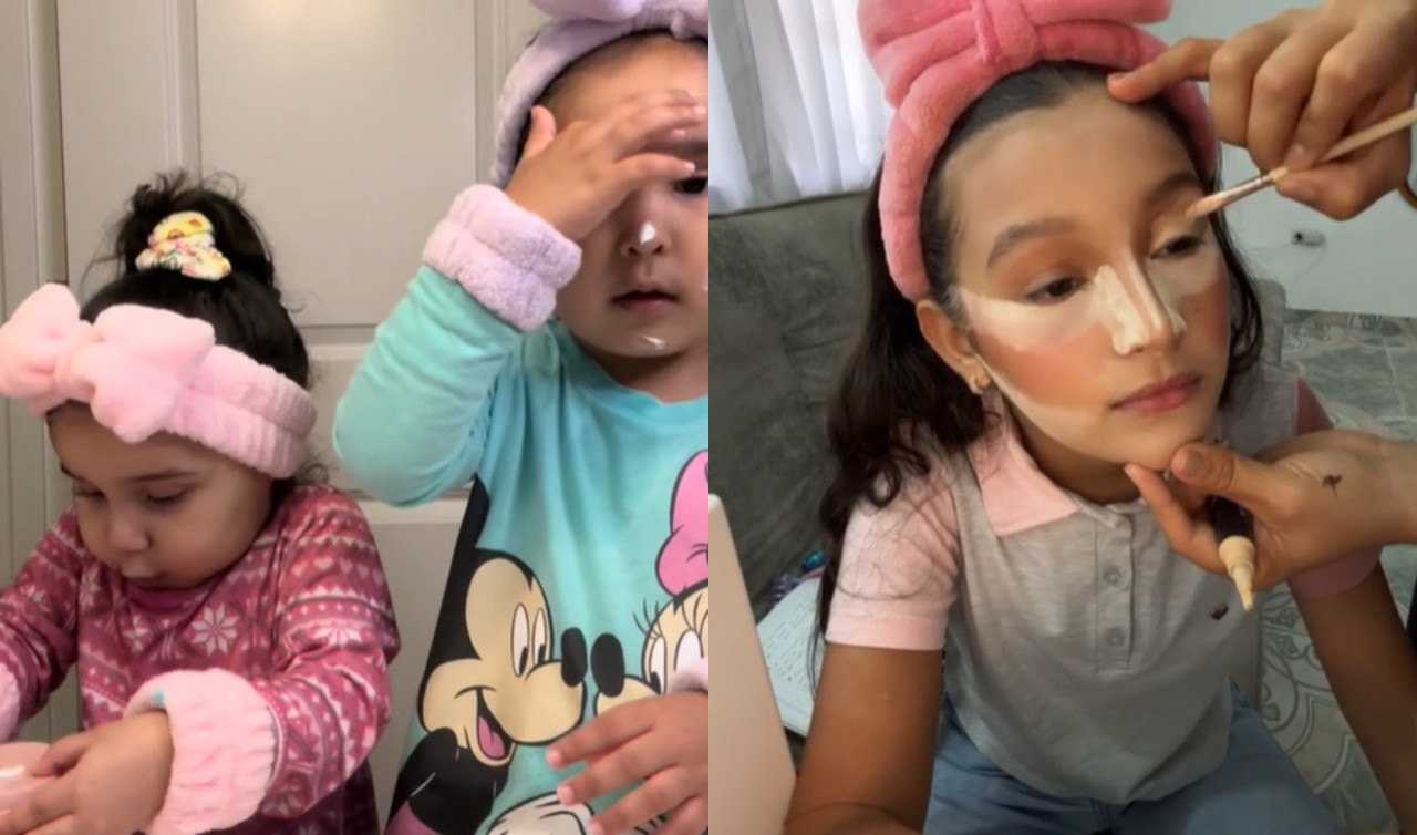 Niñas maquilladas. Foto: captura videos TikTok.