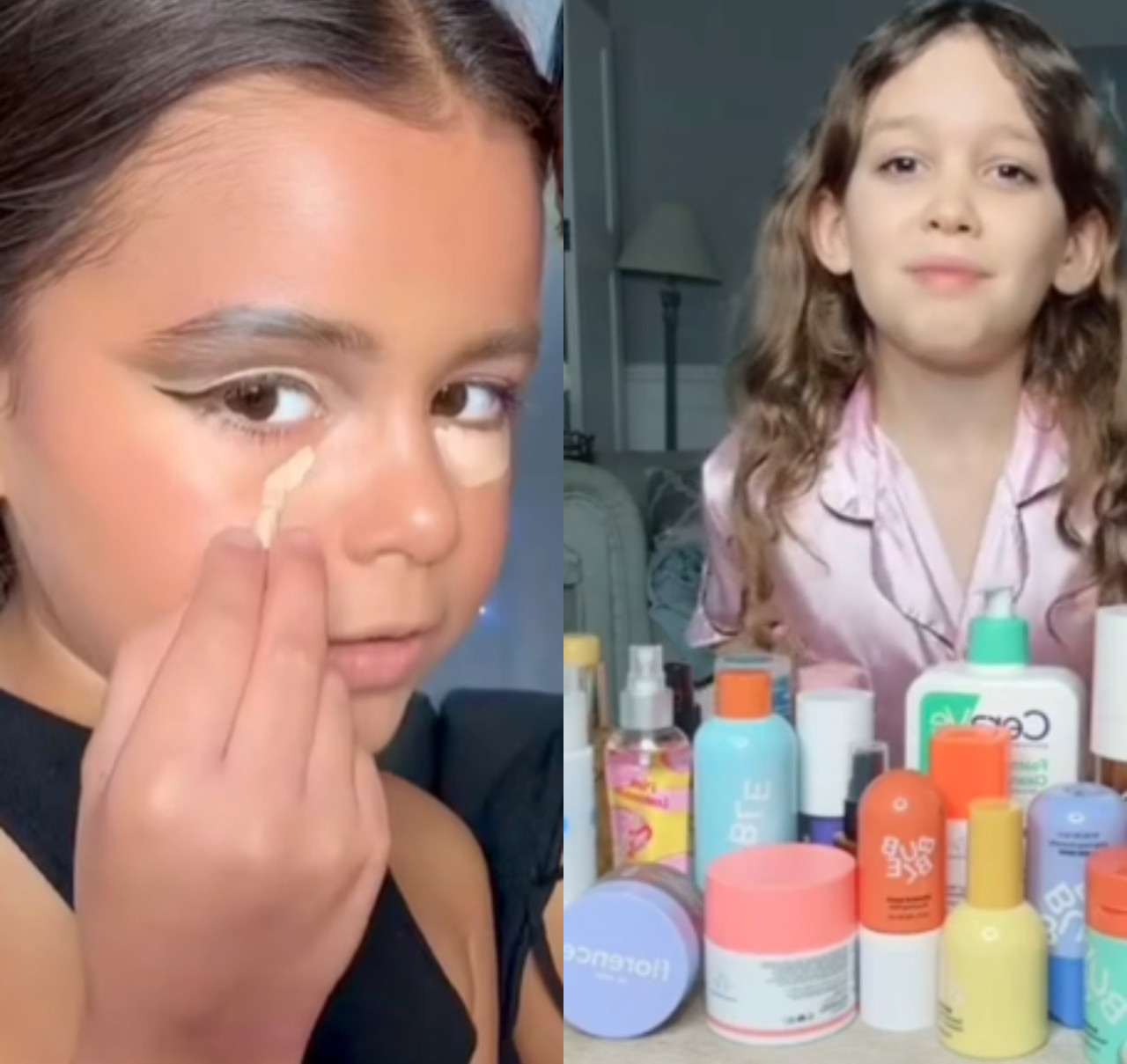 Niñas maquilladas. Foto: captura videos TikTok.