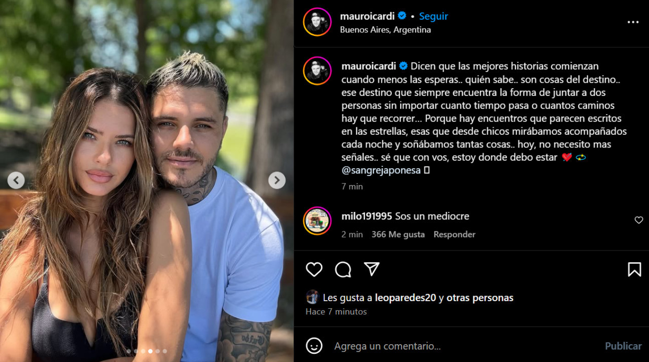 El posteo de Icardi. Foto: captura Instagram