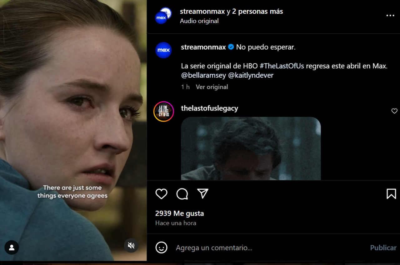 El anuncio de HBO sobre The Last Of Us. Foto: captura Instagram.