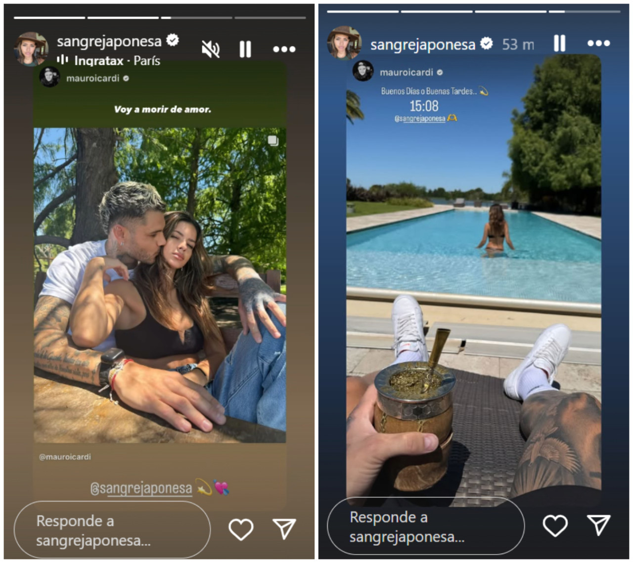 Las historias de la China Suárez blanqueando su romance con Mauro Icardi. Foto: Instagram.