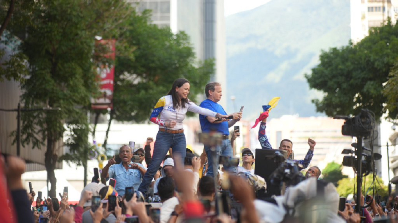 María Corina Machado reapareció en público. Foto: X @sincepto