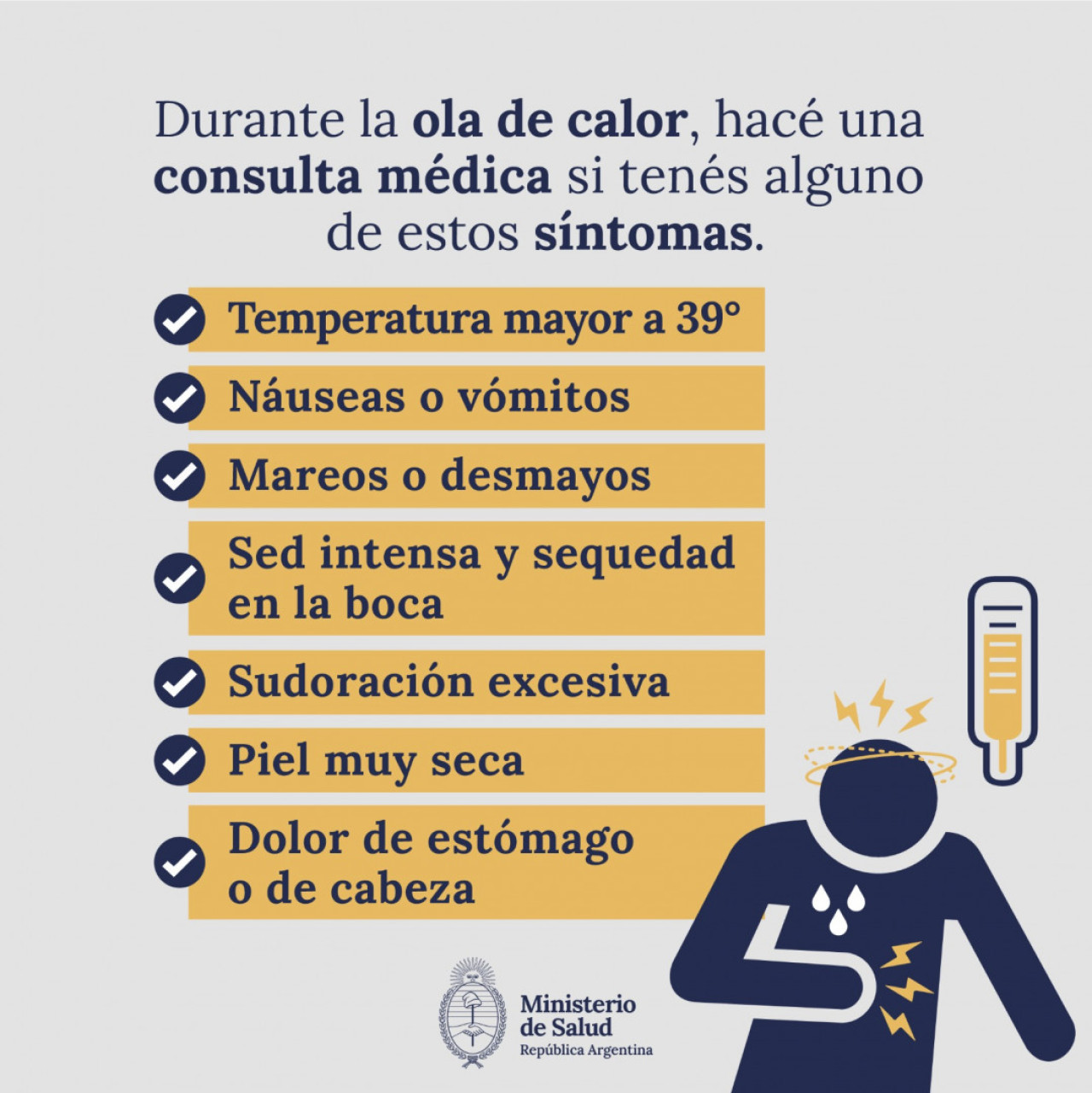 Recomendaciones del Ministerio de Salud ante la ola de calor. Foto: argentina.gob.ar.