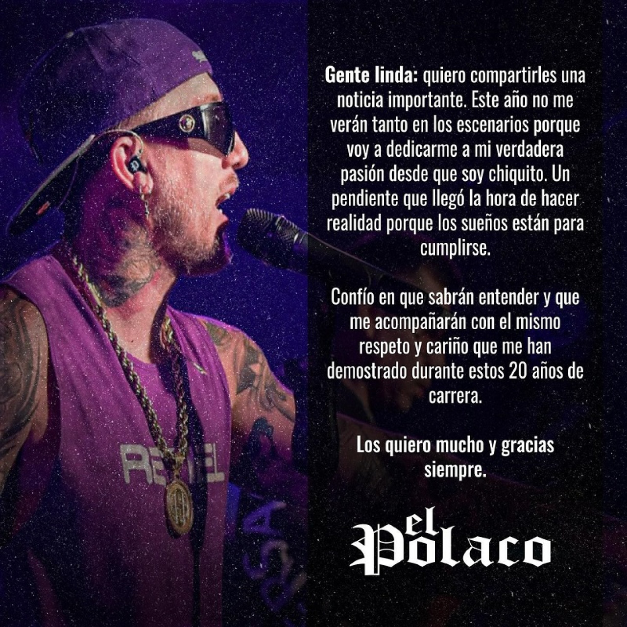 La llamativa publicación que hizo el Polaco en sus redes sociales. Foto: Instagram @elpolaco.